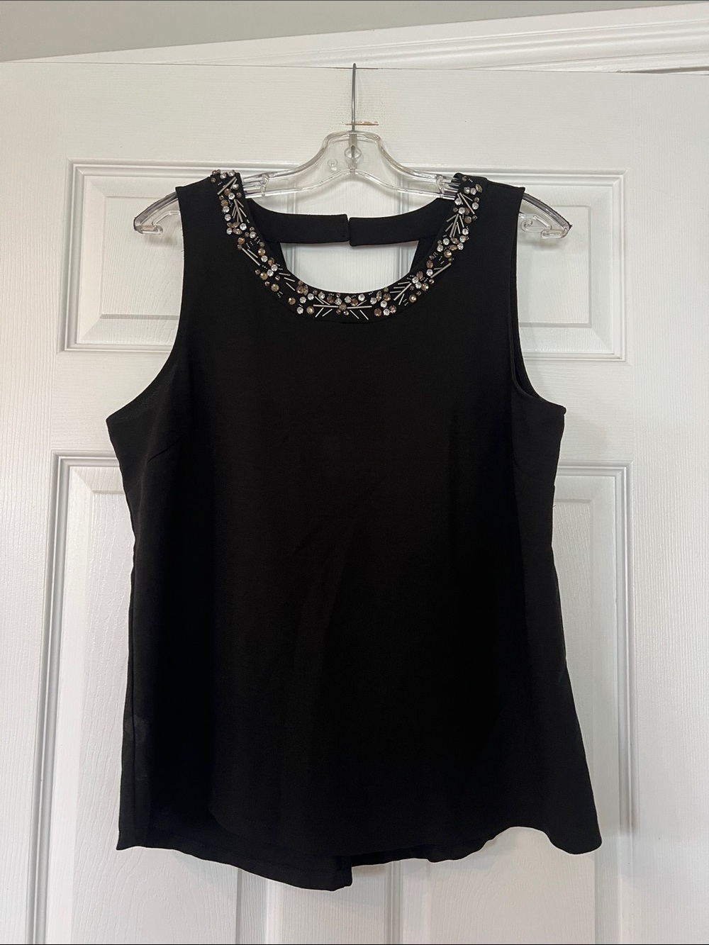 Jules & Leopold Black Sleeveless Beaded-Neck Camisole